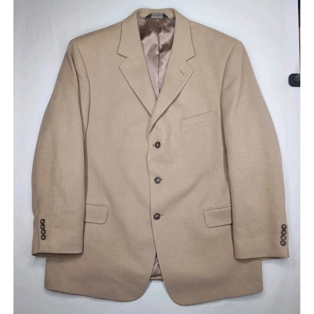 Jos A Bank 46R 100% Camel Hair Mitchell Sport Coat 3 Button Blazer Suit Jacket